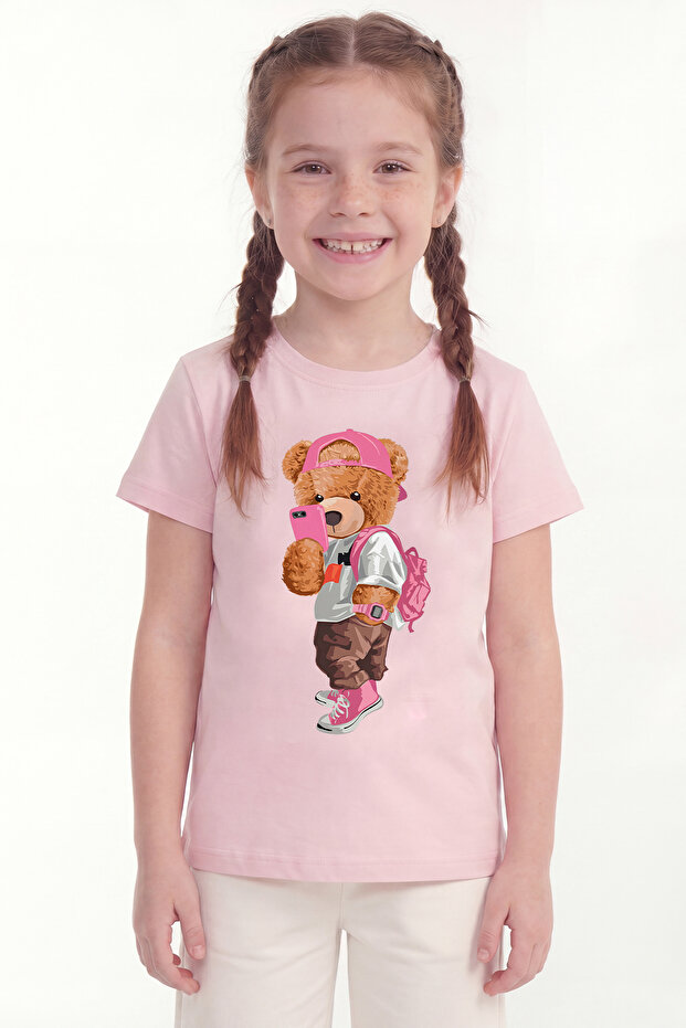 Printed Short Sleeve Girls' T-Shirt B1