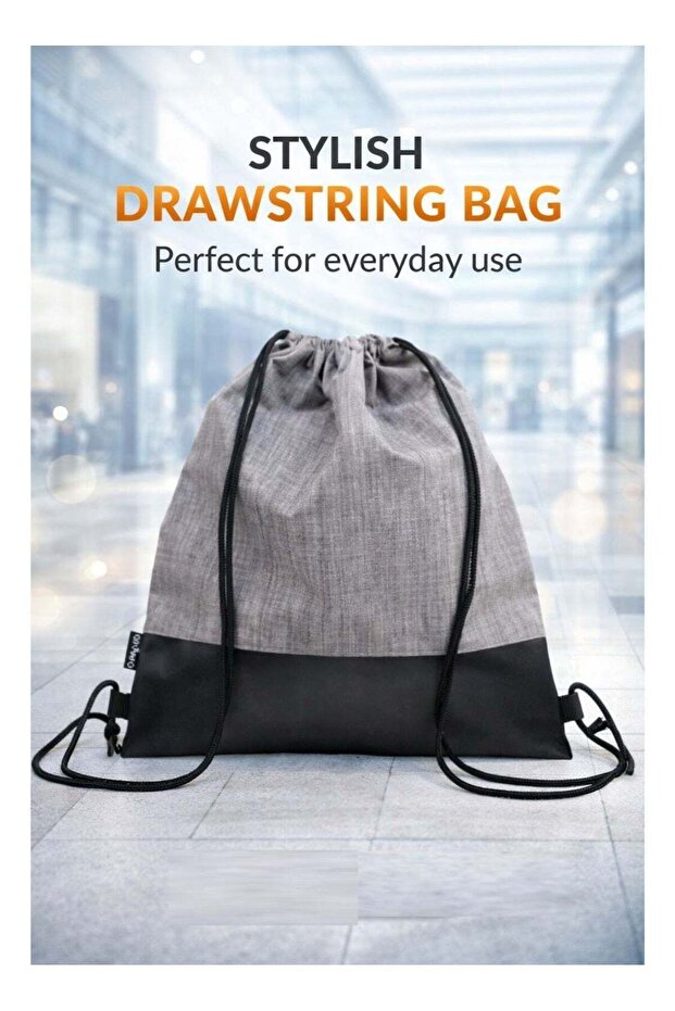 Canvas Drawstring Bag with PU Leather BackPack