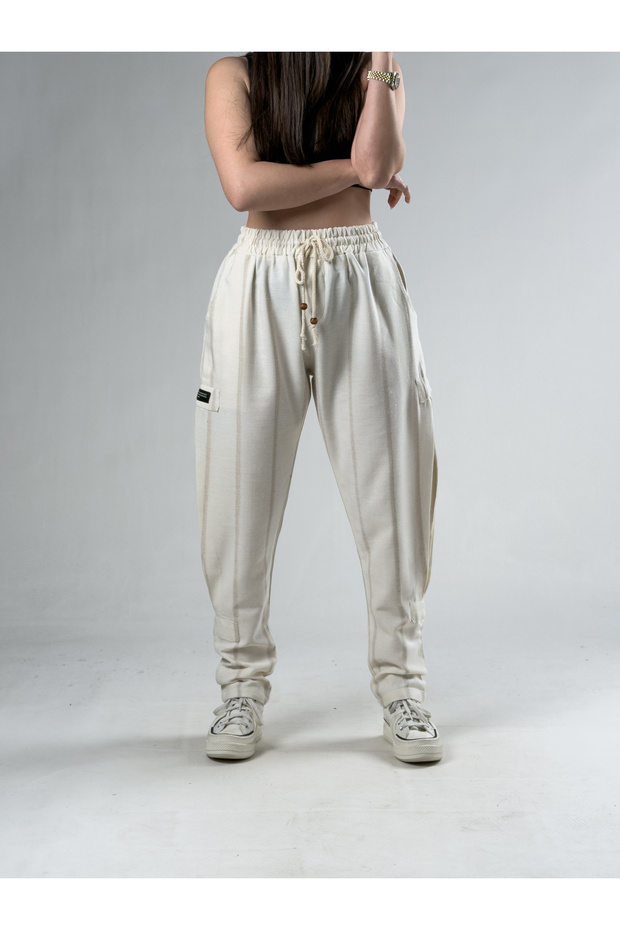 Cream Striped Women's Hazer Trousers Coc3153
