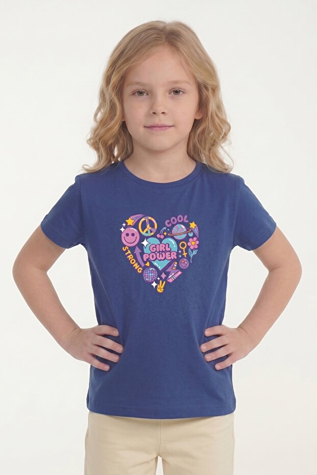Printed Short Sleeve Girls' T-Shirt B10