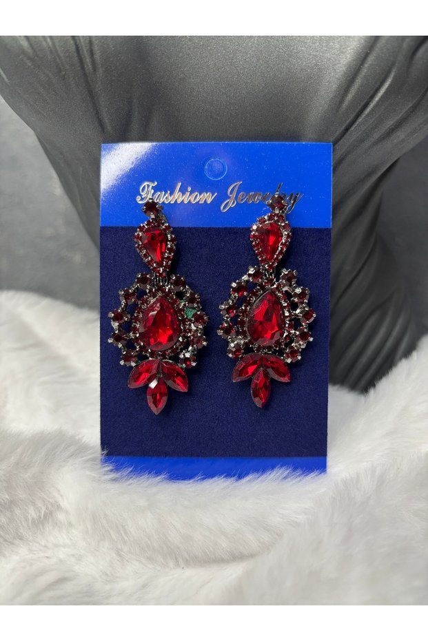 Crystal Stone Large Dangle Evening Dress Earrings Special Design Vintage Model Women's Bridal Earrings