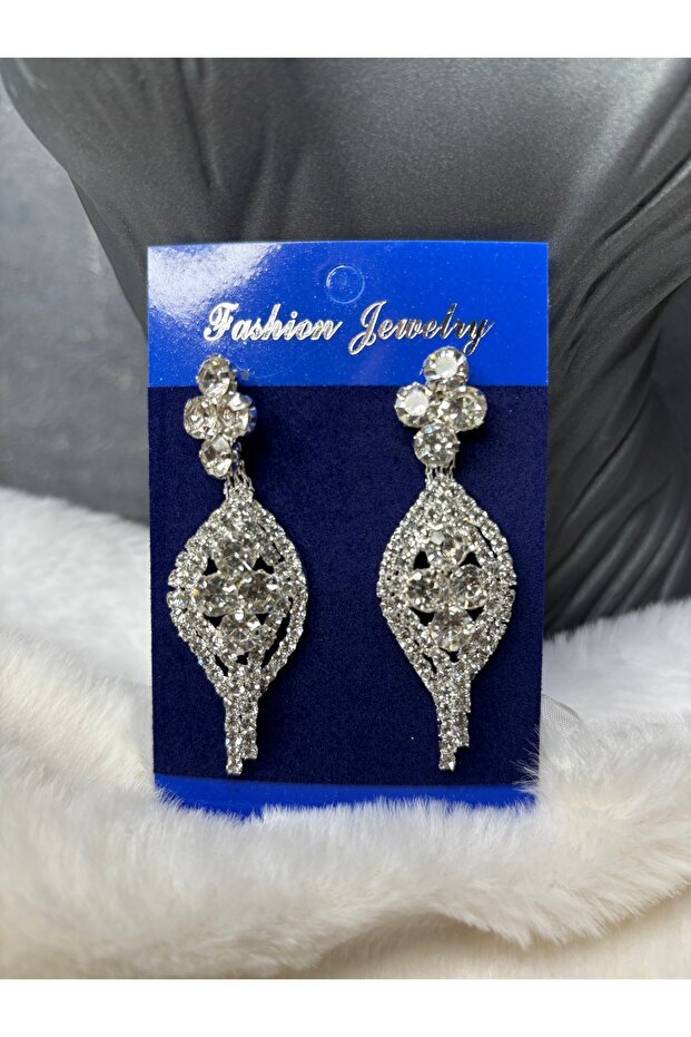 Vale Model Design Crystal Stone Large Size Evening Dress Earrings