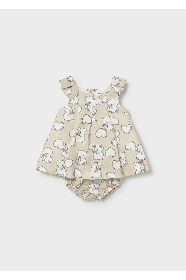 Baby Girl Linen Dress Panties Set 1809