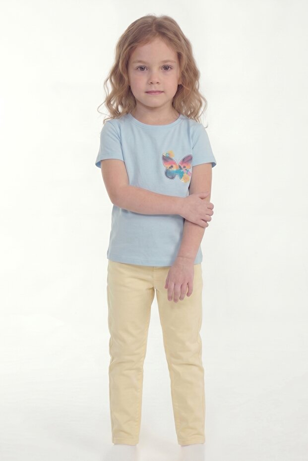 Printed Short Sleeve Girls' T-Shirt B12