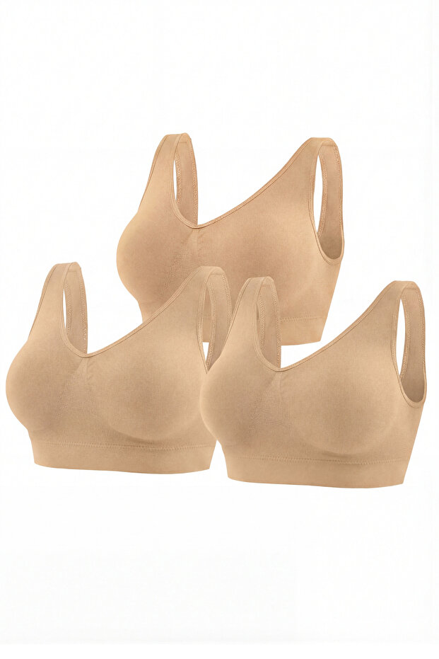 Women's Gathering Padded Bustier with Thick Straps, Flexible Skin, 3-Pack