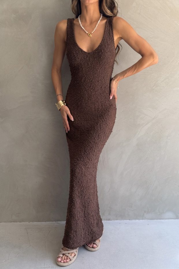 Textured Knitwear Dress with Strap