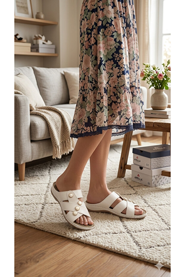 Apella Stylish, Convenient and Comfortable Orthopedic Slippers with Stones for the New Season