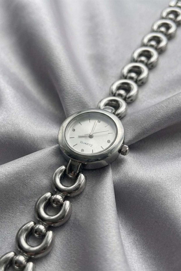 Athens Women's Watch Silver Case Vintage Round Model |   Special Steel Cord Luxury & Elegant Women's Watch