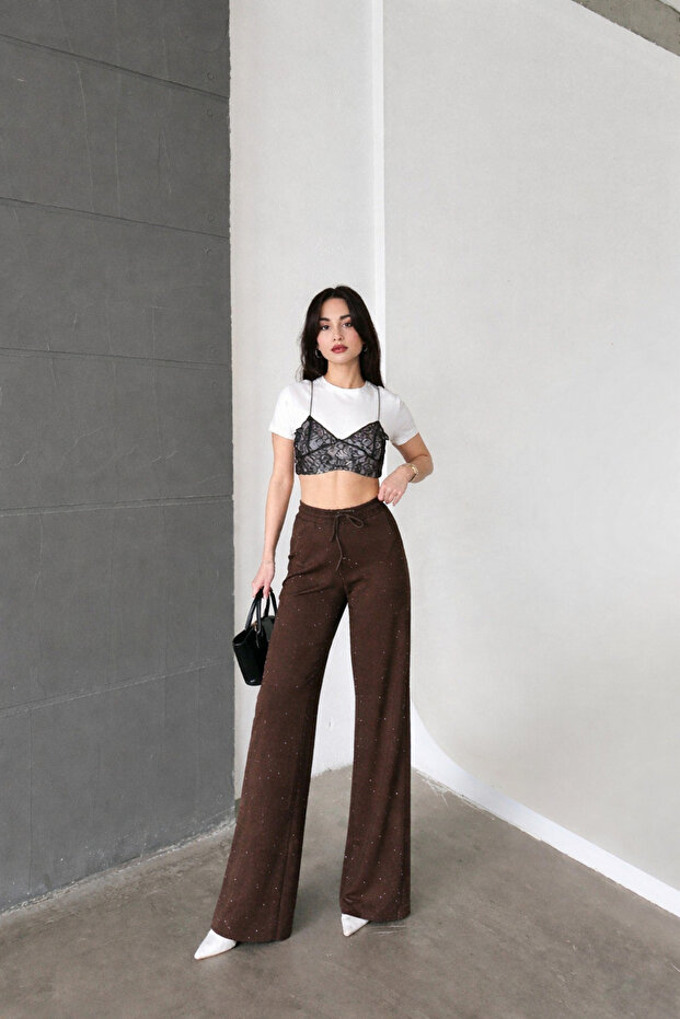 Women's Spreader Stone Detailed Wide Leg Elasticated Sweatpants