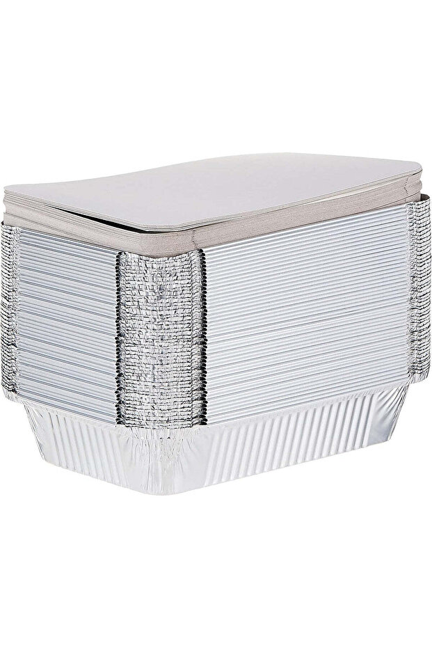 20 pcs Rectangular Aluminium Containers with Lid 1850 cc