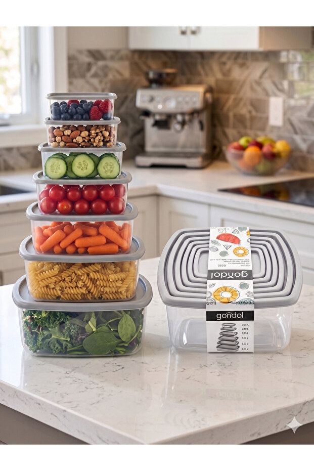 مجموعة من 6 حاويات لتخزين الطعام (0.25 لتر - 3 لتر) صناديق تنظيم المطبخ