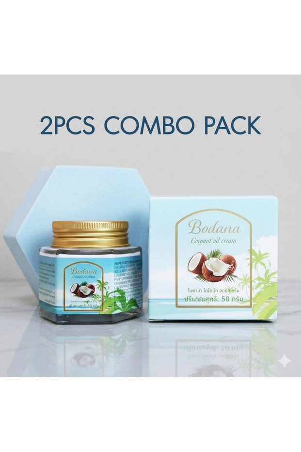 Coconut Oil Cream 2PCS COMBO Hydrating Moisturizer with Shea Butter & Argan Oil for Dry Skin Repair