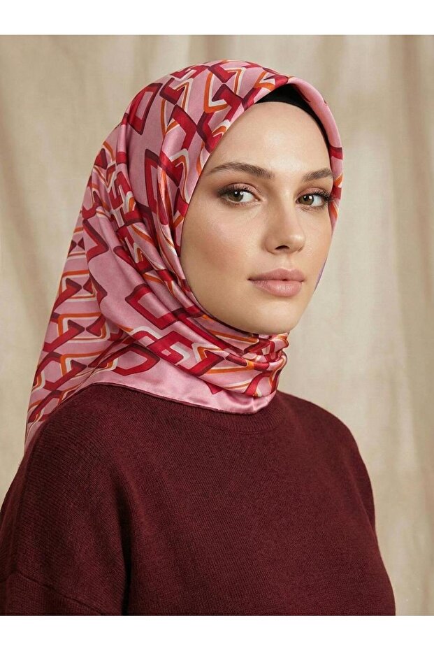 وشاح حريري - 9172D-01 - تيفيل - وردي، أحمر