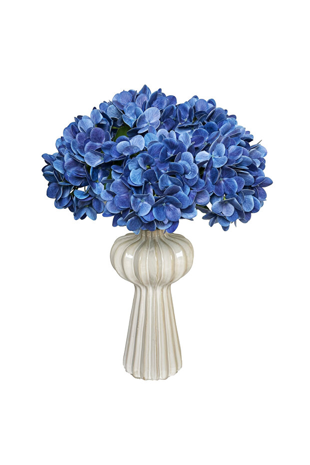 5Pcs Artificial Hydrangea Flowers with Vase, Silk Fake Flowers Arrangements for Home Office Decor