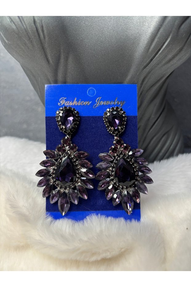Arya Style Crystal Stone Embellished Wedding Costume Gein Earring