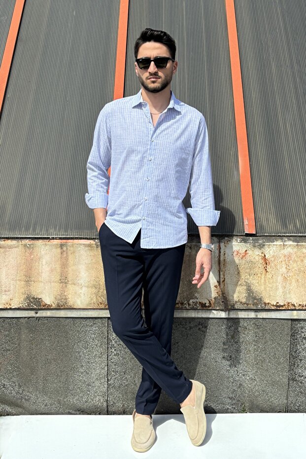 Men'S, Casual, Summer-Spring, 100% Cotton, Regular-Fit, Linen Woven Shirt G-17
