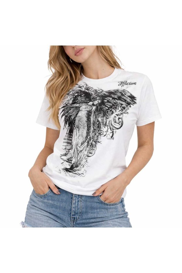 Black Vintage Angel Printed Unisex T-Shirt