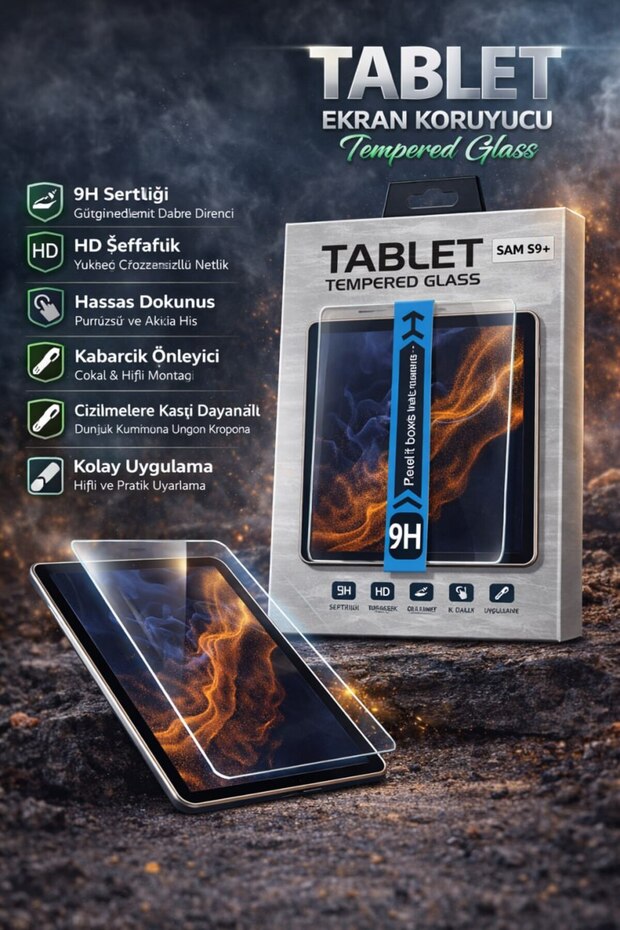 Samsung Galaxy Tab S9 Plus Compatible Tablet Screen Protector 9H Tempered Glass Hd Transparent Durable Glass