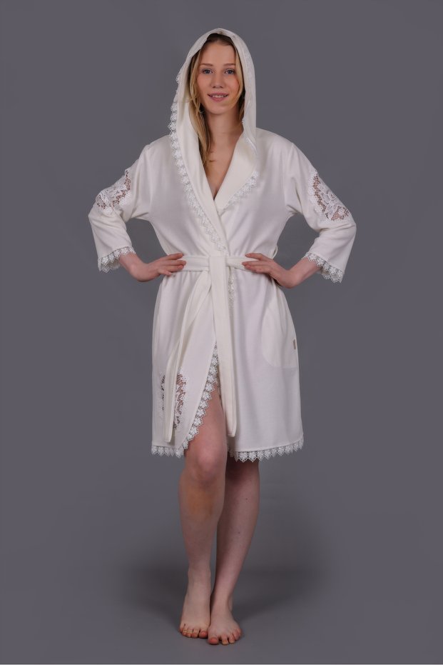 Elegant and Stylish Lace Niki Velvet Bamboo Cotton Dressing Gown