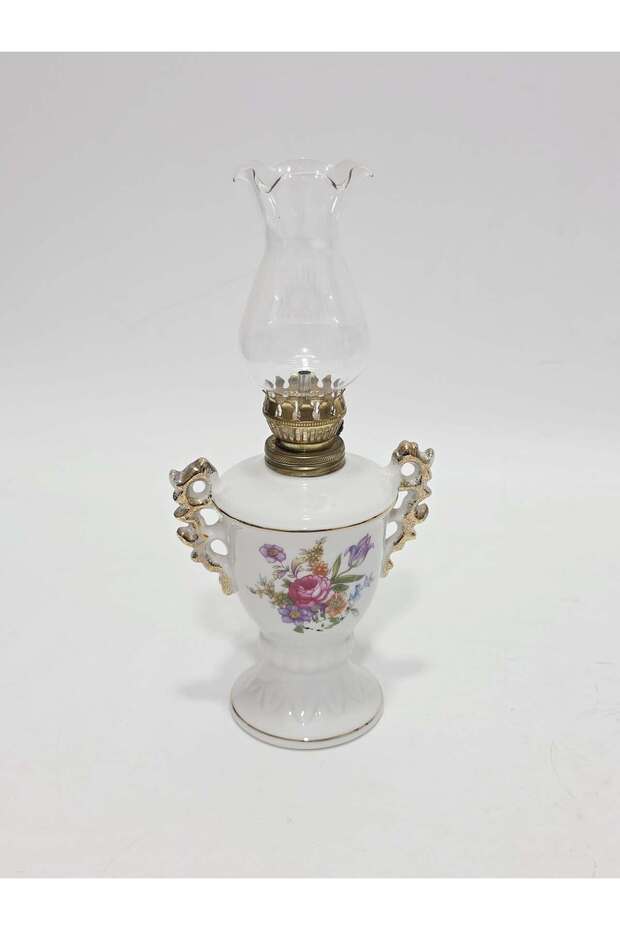 Floral Patterned Antique Porcelain Gas Lamp 030