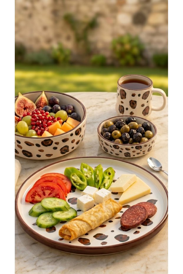 Mocha Series Handmade 4 Piece Single Person Special Ceramic Breakfast Set