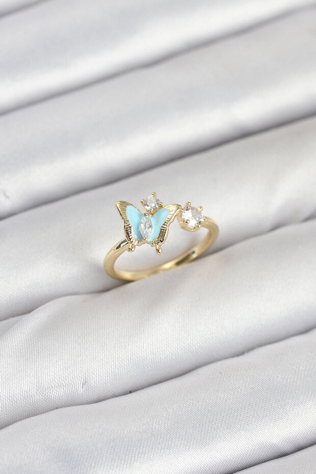 Brass Gold Color Butterfly Model Women's Ring