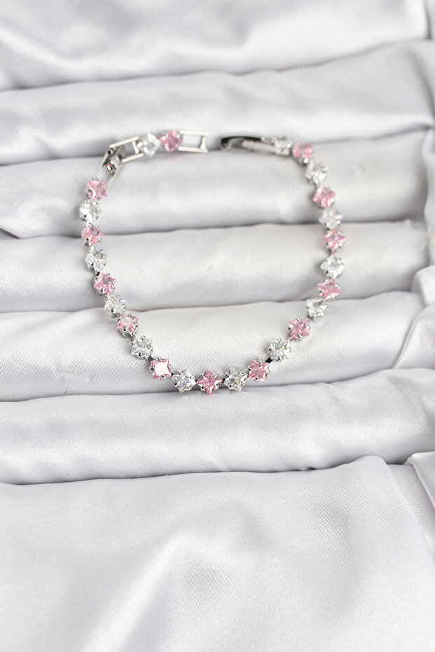 Square Zircon Stone Silver Color Women's Bracelet