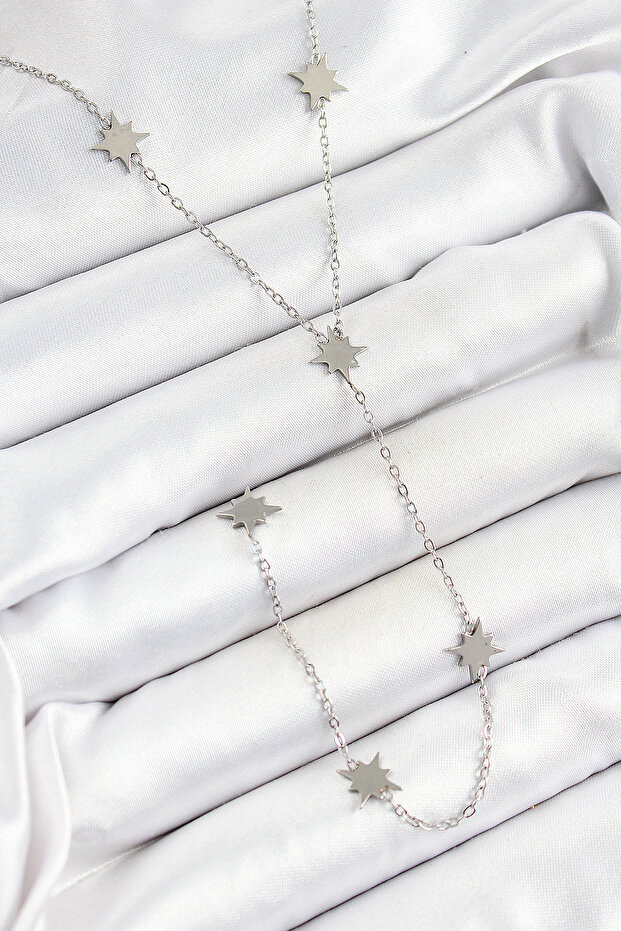 316L Steel Pole Star Figured Y Model Silver Color Women's Necklace