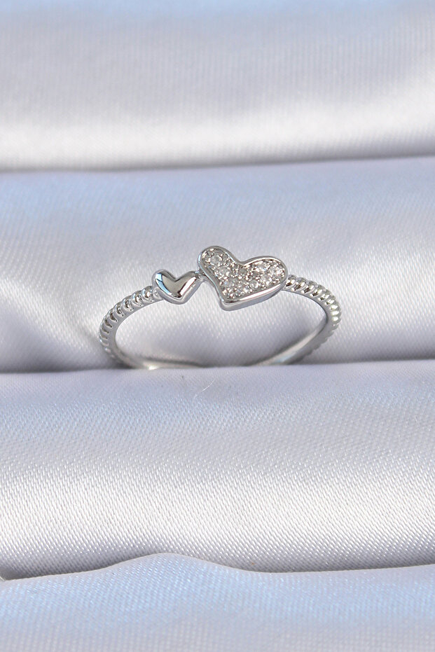 Brass Silver Color Zircon Stone Model Women's Ring