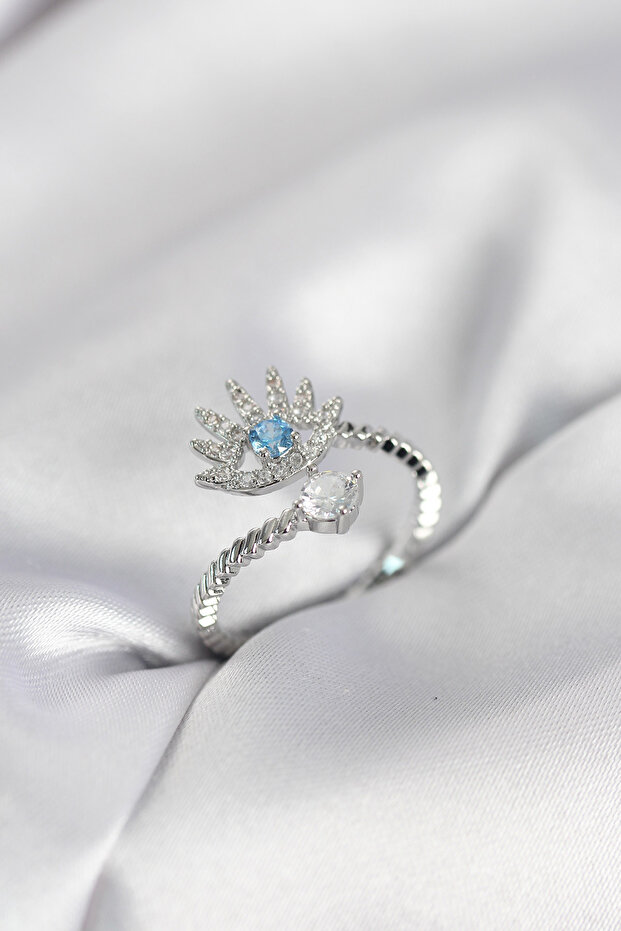 Silver Color Eye Model Zircon Stone Women's Ring