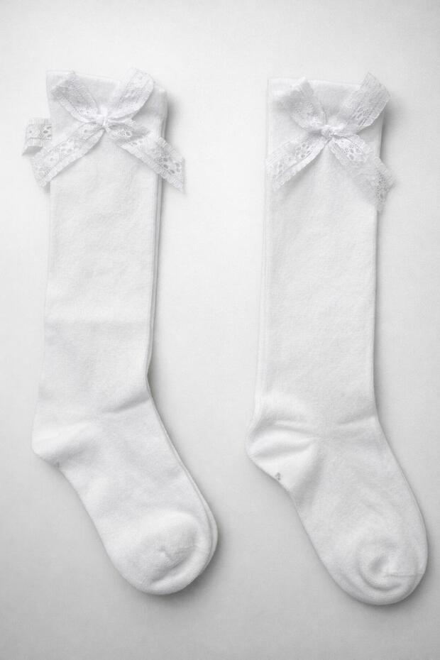 3 Pairs of Girls' Knee-High Seamless Socks with Accessories
