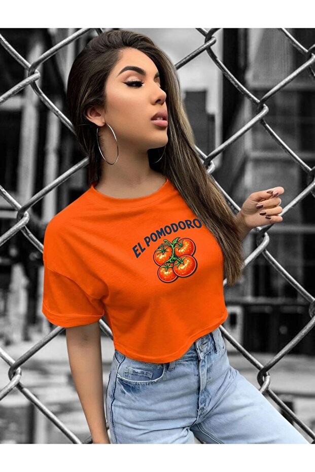 El Pomodoro Printed Crop T-Shirt 3Ut5