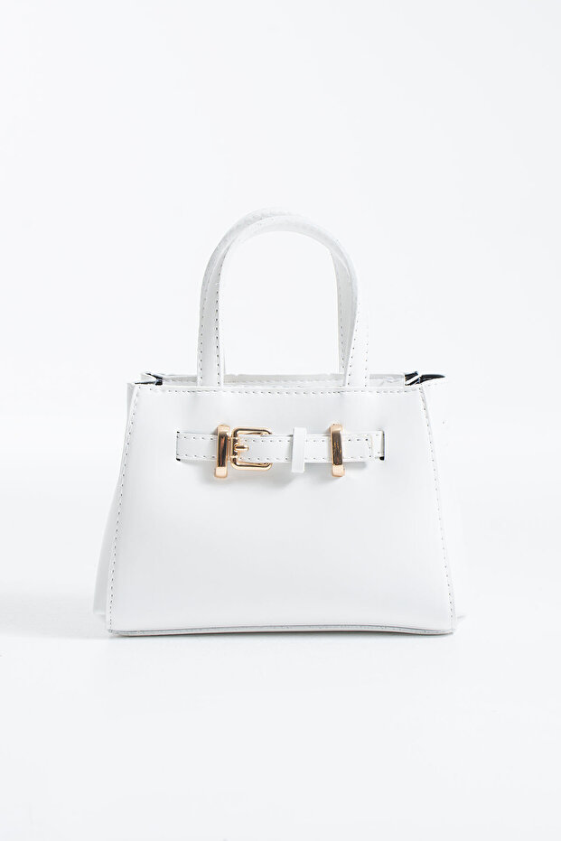 Women's Crossbody and Shoulder Bag with White Belt Detail
