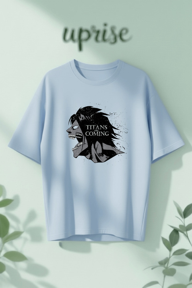 Attack on Titan Anime Titans Are Coming Printed Cotton Oversize T-Shirt