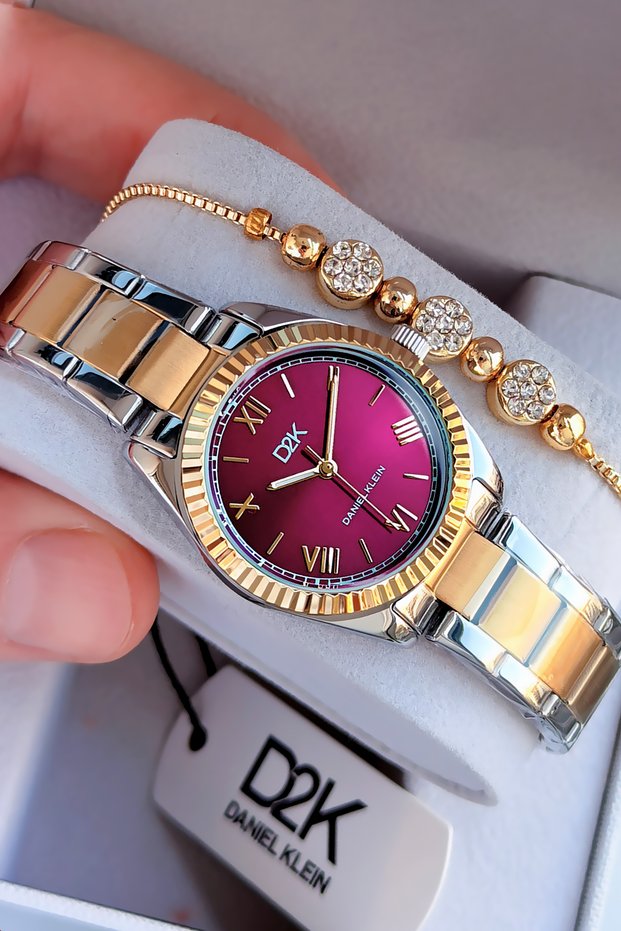 Original Women's Wristwatch Waterproof Claret Red Color Steel Cord - Bracelet Gift Dkby2012C4