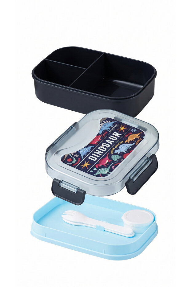 Tritan Kids Bento Box 3 Compartment - Leak Proof, Bpa Free, Includes Sauce Container and Cutlery