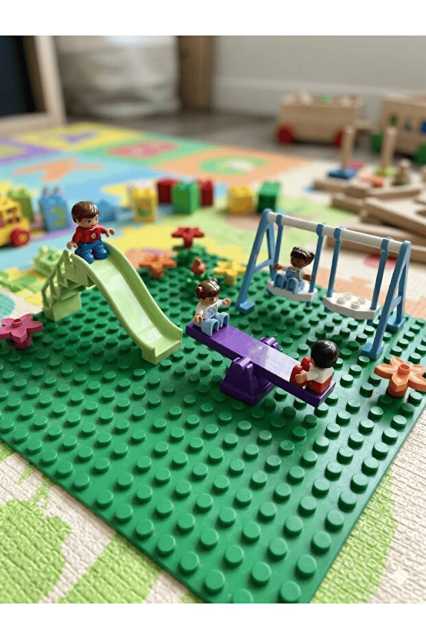 Park Set | Modular Building Blocks | Montessori Bricks Swing, Slide and Seesaw | 1.5 Years+