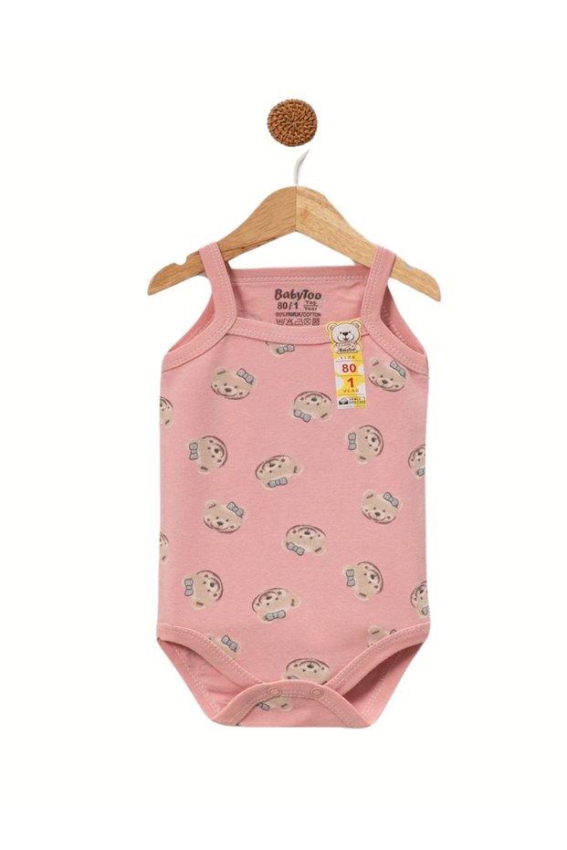 Baby Girl Body with Bear Print and Rope Straps