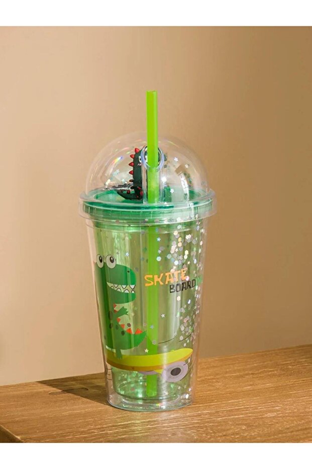 Colorless Soft Drink Glass with Straw (S6)