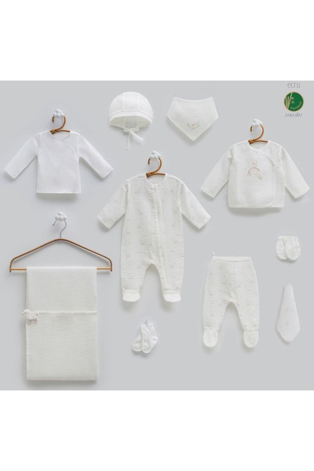 İncibaby 100% Cotton Love Time Muslin Baby Girl 10-Piece Hospital Discharge Set New Season 2026