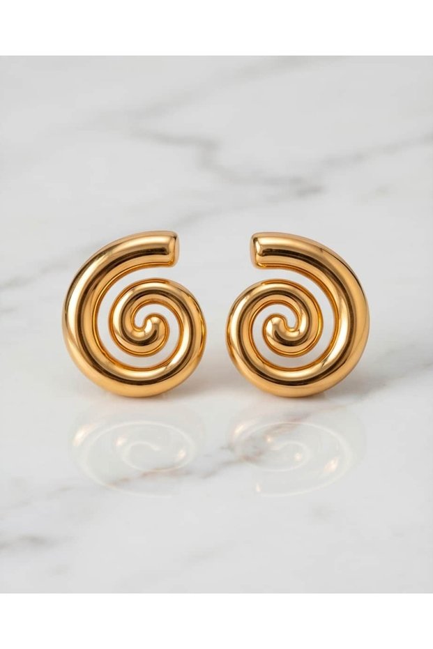 Asymmetrical Spiral Form Hoop Steel Earrings