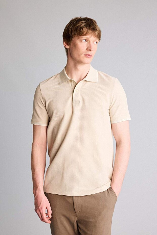 Cotton Regular Fit Waffle Short Sleeve Polo T-Shirt D7932Ax26Sp