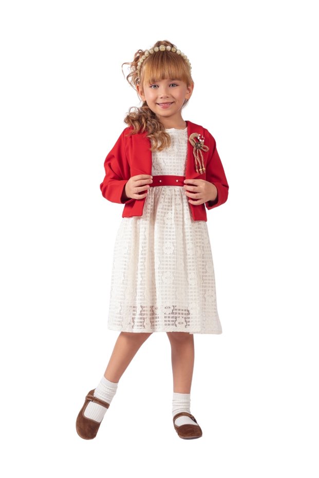 Jacketed Lace-Up Girls' Dress