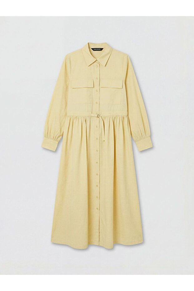 Lcw Modest Belted Poplin Shirt Dress