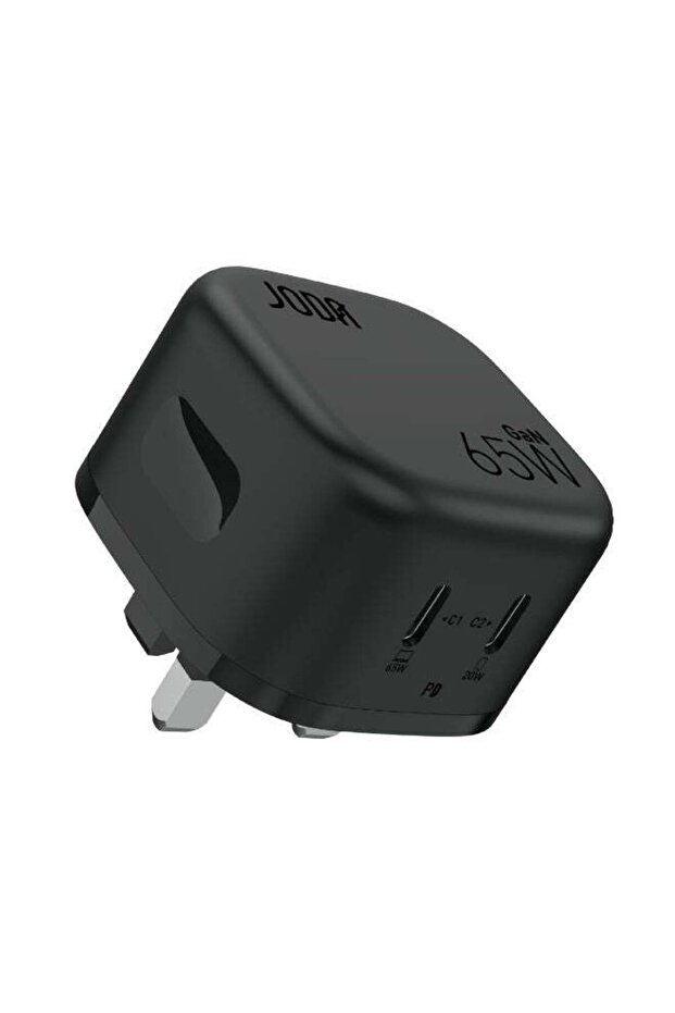 شاحن حائط VoltPod 65 GaN بمنفذين USB-C بقوة 65 واط باللون الأسود