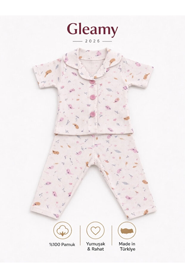 Baby 100% Cotton Baby Pajama Set 1-4 Years Old Summer Anti-Sweat Soft Buttoned Stylish Set