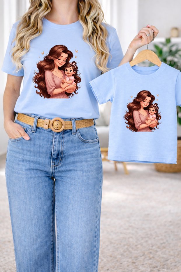 Mother-Daughter Matching Oversize T-Shirt Twin T-Shirt 100% Cotton Comfortable Fit (Single Price)