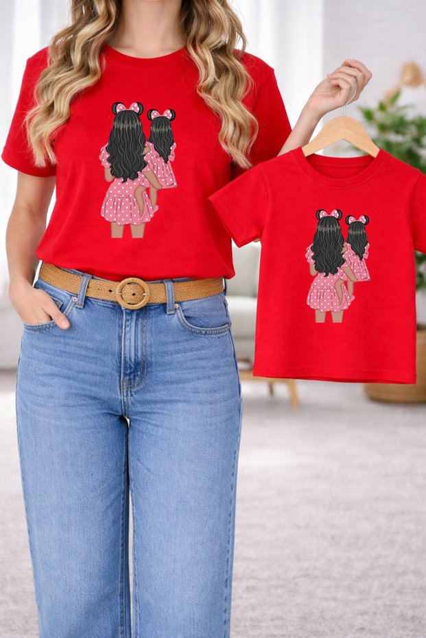 Mother-Daughter Matching Oversize T-Shirt Twin T-Shirt 100% Cotton Comfortable Fit (Single Price)