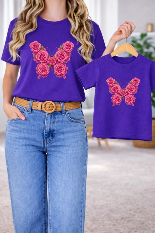Mother-Daughter Matching Oversize T-Shirt Twin T-Shirt 100% Cotton Comfortable Fit (Single Price)
