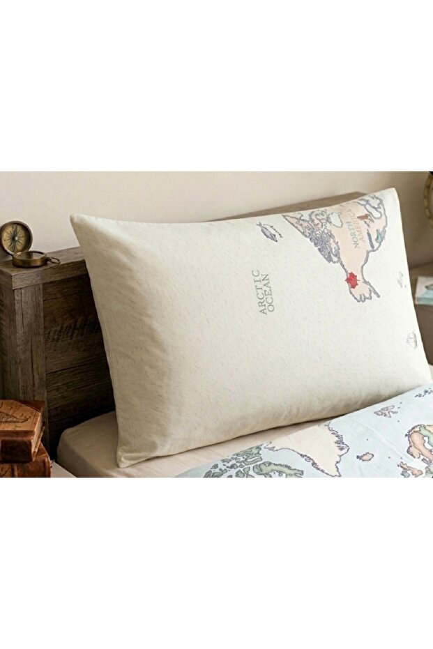 Maps Pillowcase Ranforce 50X70 cm (1 Piece) – 100% Cotton, Modern and Stylish